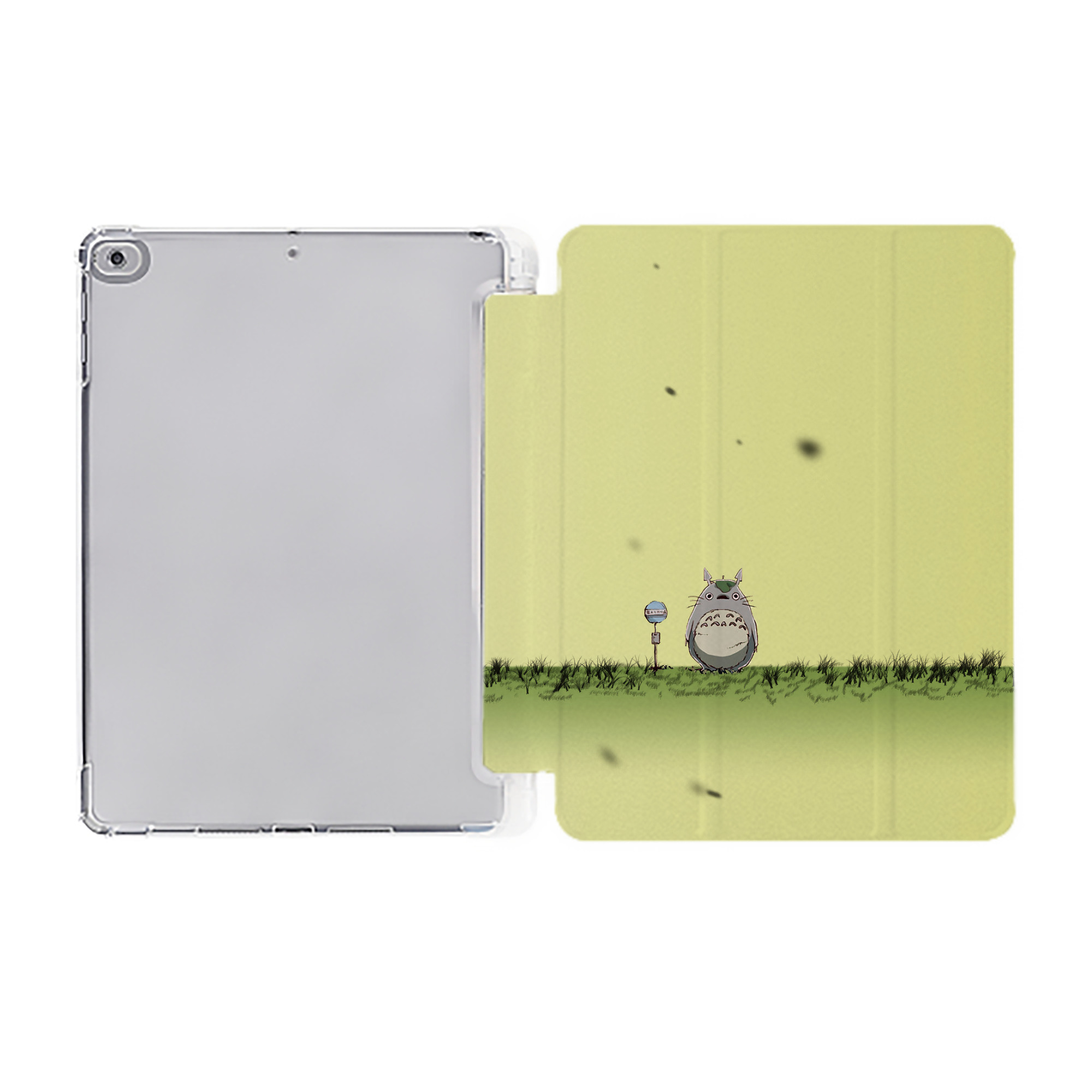 （画像用） となりのトトロ 草壁メイ 草壁サツキ My Neighbor Totoro Satsuki Kusakabe Mei Kusakabe IPad ケース ペン収納付き 三つ折りスタンド PUレザー×シリコン 対応機種9.5/10.5/10.9インチ